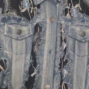 Frayed Blue Denim Jacket for Women